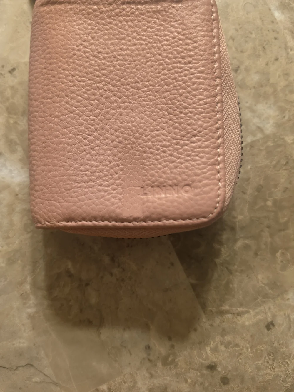 Pink Pebbled Leather Zip Card & Key Holder
